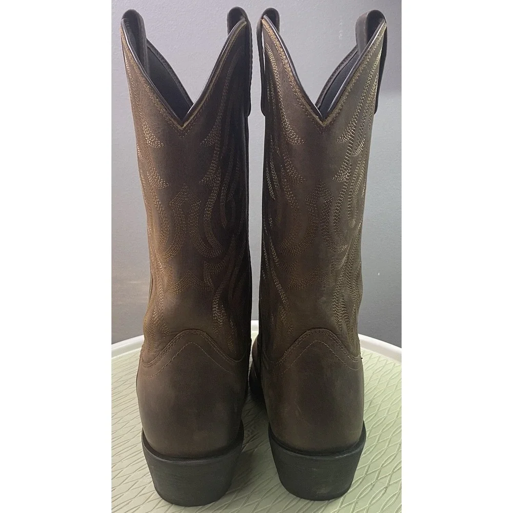 Laredo Outlaw Forge Men Leather Western Cowboy Boots Brown Square Toe 8D NWT